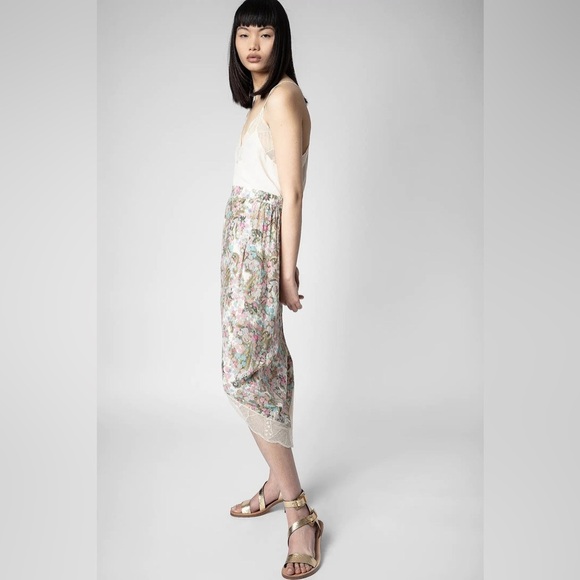 Zadig & Voltaire Jeudie Floral Midi Skirt- Deep Parme - Picture 5 of 5